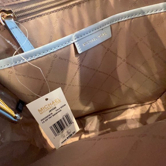 Michael Kors Jaycee Large Backpack MK Blue Pale Ocean - Picture 8 of 8